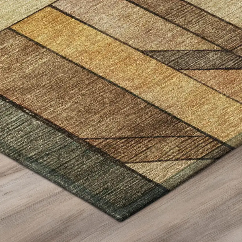 Copper And Orange Geometric Washable Indoor Outdoor Area Rug Photo 8