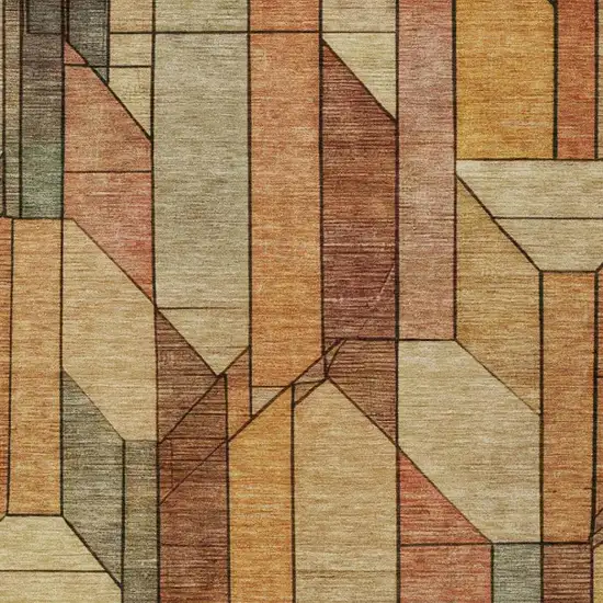 Copper And Orange Geometric Washable Indoor Outdoor Area Rug Photo 6