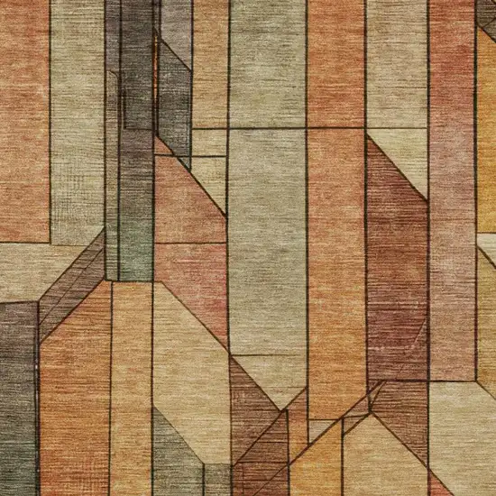 Copper And Orange Geometric Washable Indoor Outdoor Area Rug Photo 5