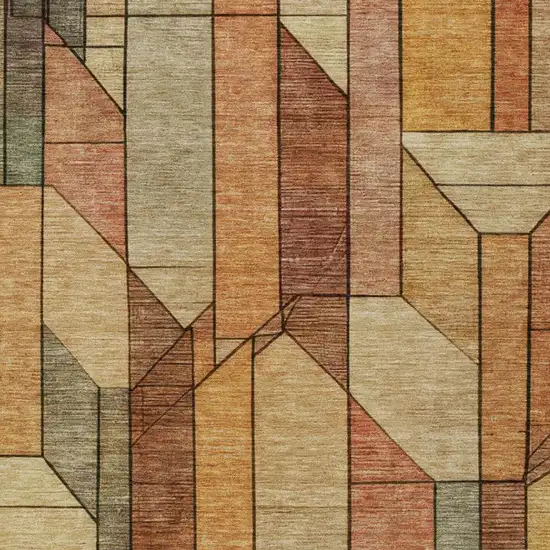 Copper And Orange Geometric Washable Indoor Outdoor Area Rug Photo 8