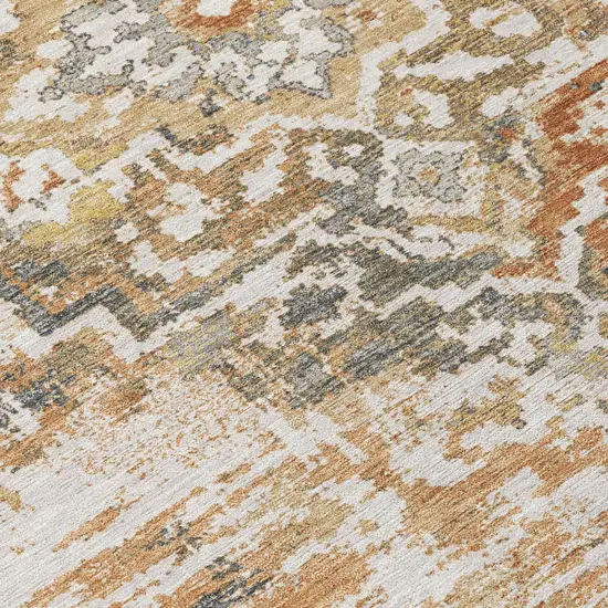 Copper And Orange Medallion Washable Indoor Outdoor Area Rug Photo 4
