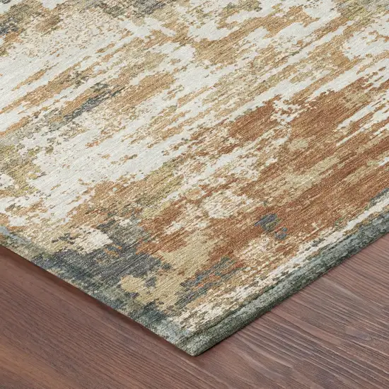 Copper And Orange Medallion Washable Indoor Outdoor Area Rug Photo 3
