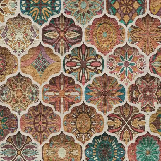Copper And Orange Ogee Washable Indoor Outdoor Area Rug Photo 1