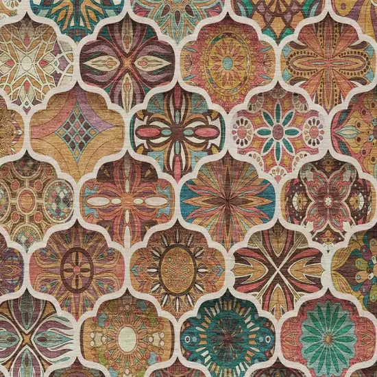 Copper And Orange Ogee Washable Indoor Outdoor Area Rug Photo 4