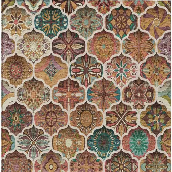 Copper And Orange Ogee Washable Indoor Outdoor Area Rug Photo 5