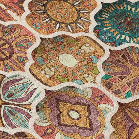 Copper And Orange Ogee Washable Indoor Outdoor Area Rug Photo 6