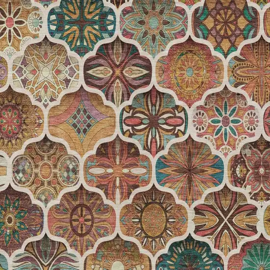 Copper And Orange Ogee Washable Indoor Outdoor Area Rug Photo 5
