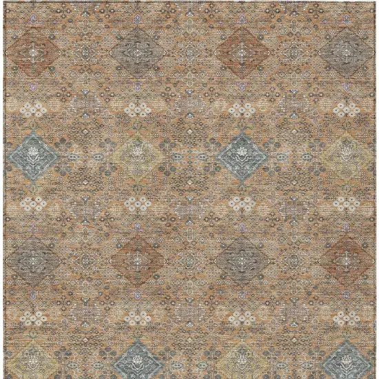 Copper And Orange Oriental Washable Indoor Outdoor Area Rug Photo 3