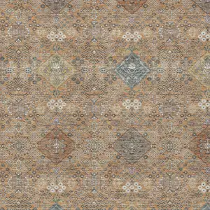 Photo of Copper And Orange Oriental Washable Indoor Outdoor Area Rug