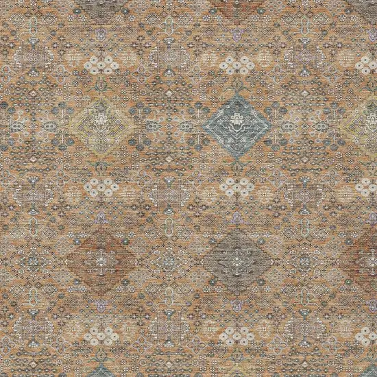 Copper And Orange Oriental Washable Indoor Outdoor Area Rug Photo 2