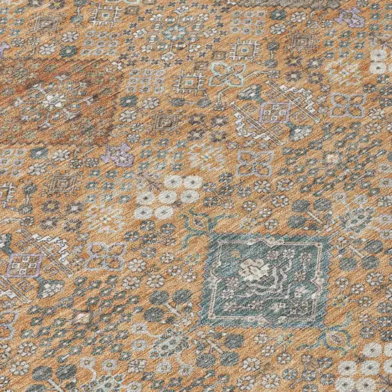 Copper And Orange Oriental Washable Indoor Outdoor Area Rug Photo 9