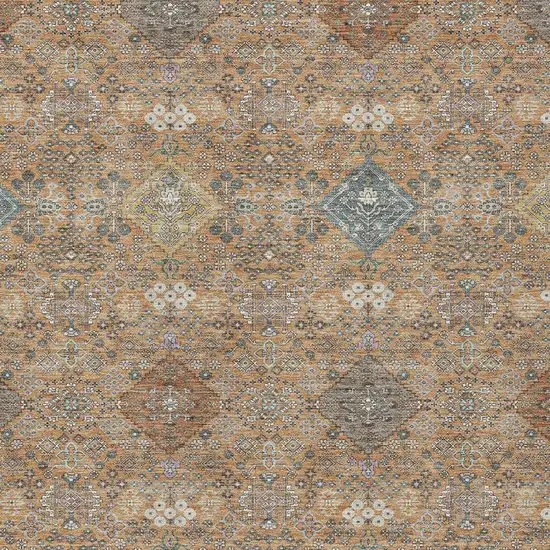 Copper And Orange Oriental Washable Indoor Outdoor Area Rug Photo 2