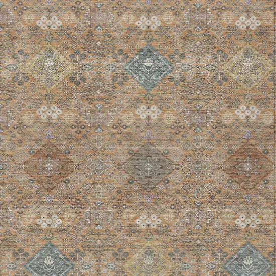 Copper And Orange Oriental Washable Indoor Outdoor Area Rug Photo 2