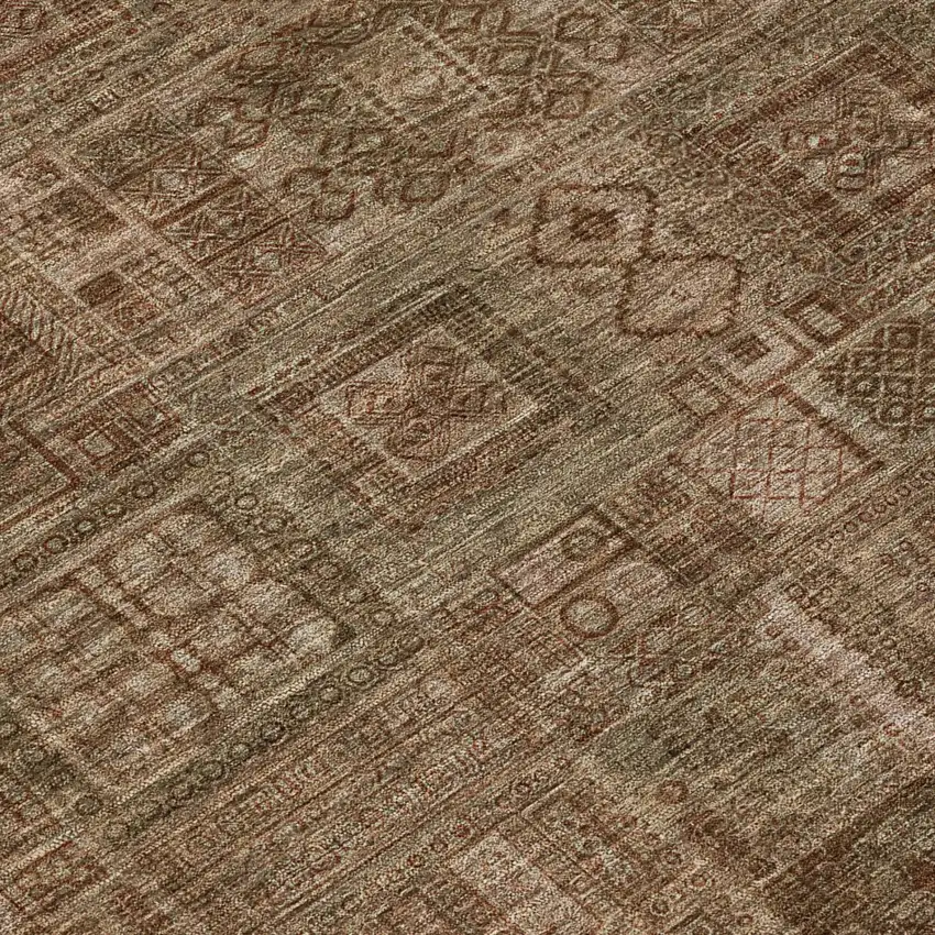 Copper And Orange Oriental Washable Indoor Outdoor Area Rug Photo 4