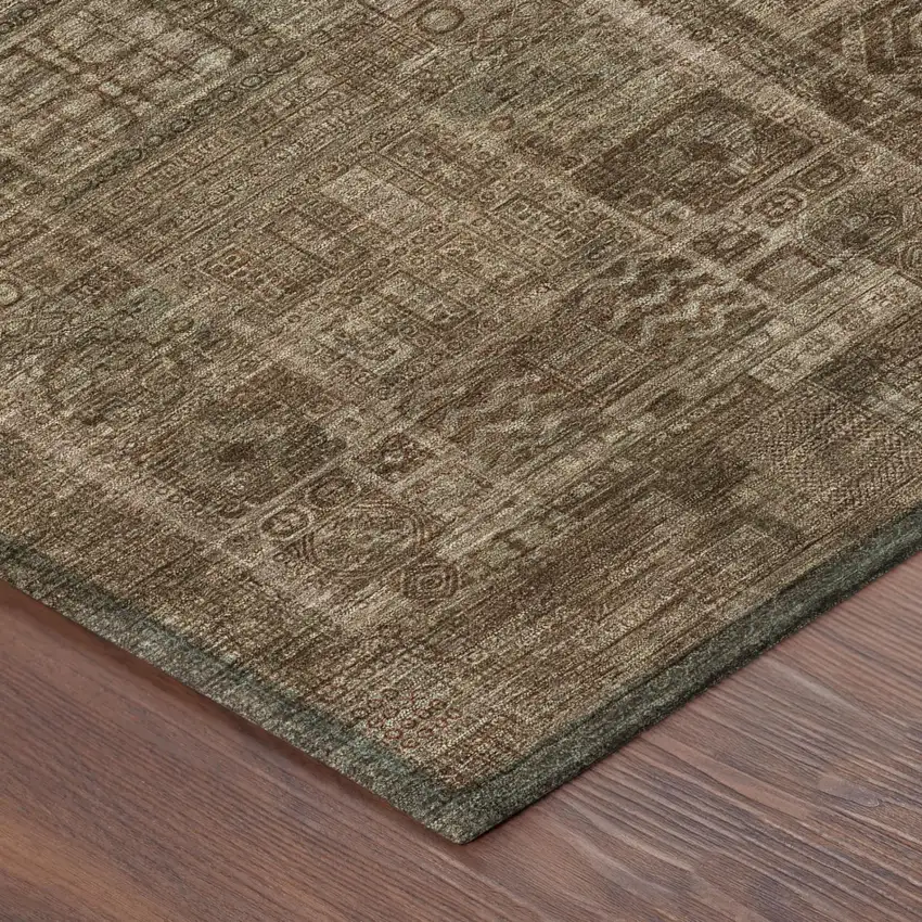 Copper And Orange Oriental Washable Indoor Outdoor Area Rug Photo 3