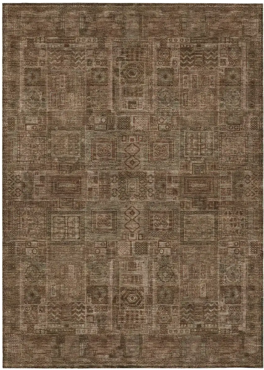 Copper And Orange Oriental Washable Indoor Outdoor Area Rug Photo 2
