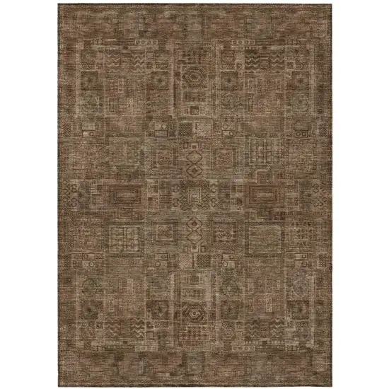 Copper And Orange Oriental Washable Indoor Outdoor Area Rug Photo 2