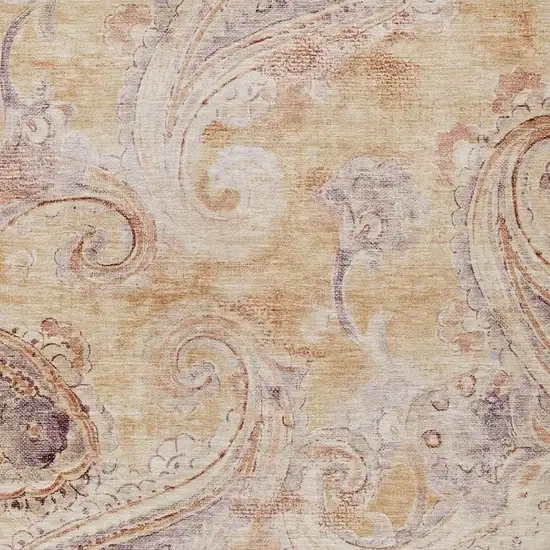 Copper And Orange Paisley Washable Indoor Outdoor Area Rug Photo 3