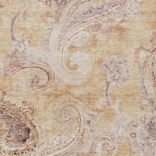 Copper And Orange Paisley Washable Indoor Outdoor Area Rug Photo 3
