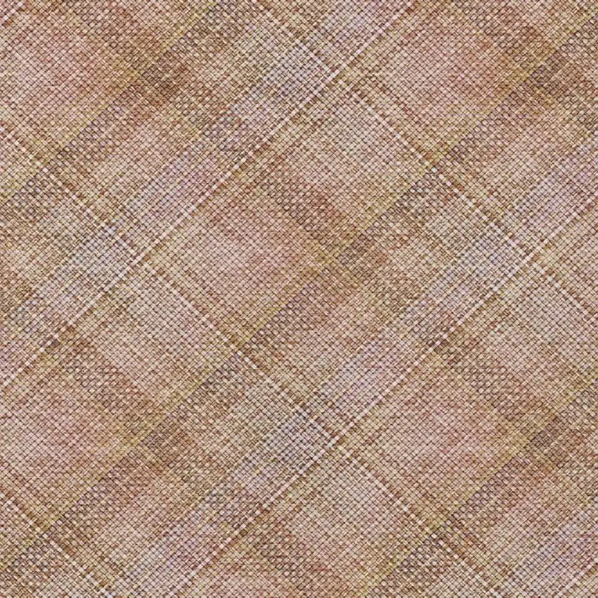 Copper And Orange Plaid Washable Indoor Outdoor Area Rug Photo 9