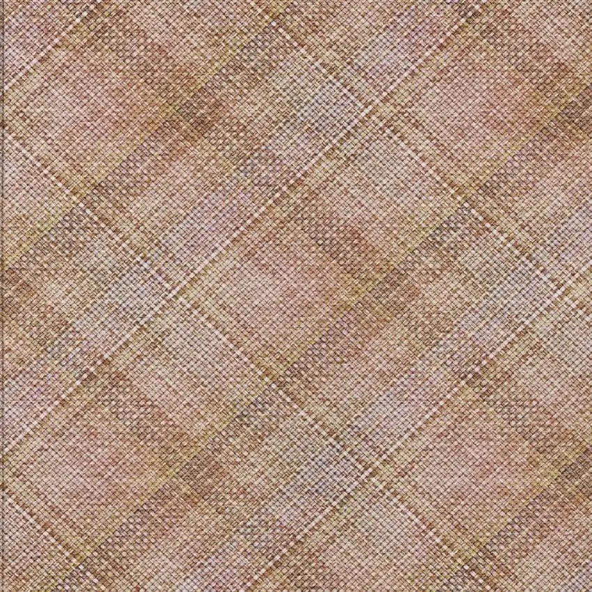 Copper And Orange Plaid Washable Indoor Outdoor Area Rug Photo 5