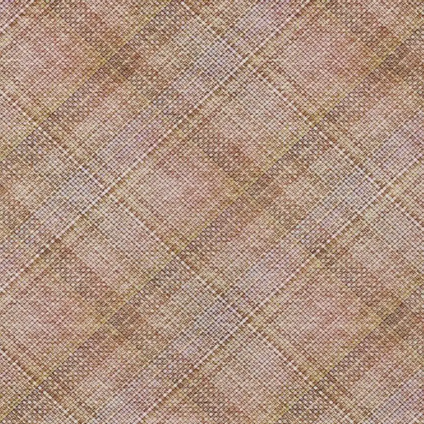Copper And Orange Plaid Washable Indoor Outdoor Area Rug Photo 7