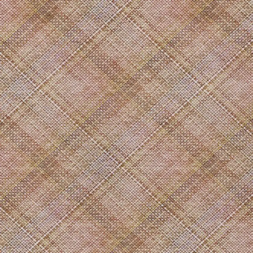 Copper And Orange Plaid Washable Indoor Outdoor Area Rug Photo 2