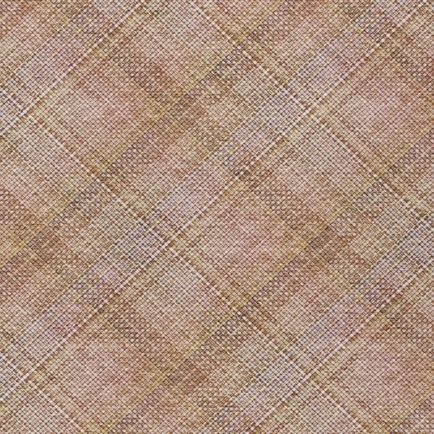 Copper And Orange Plaid Washable Indoor Outdoor Area Rug Photo 5