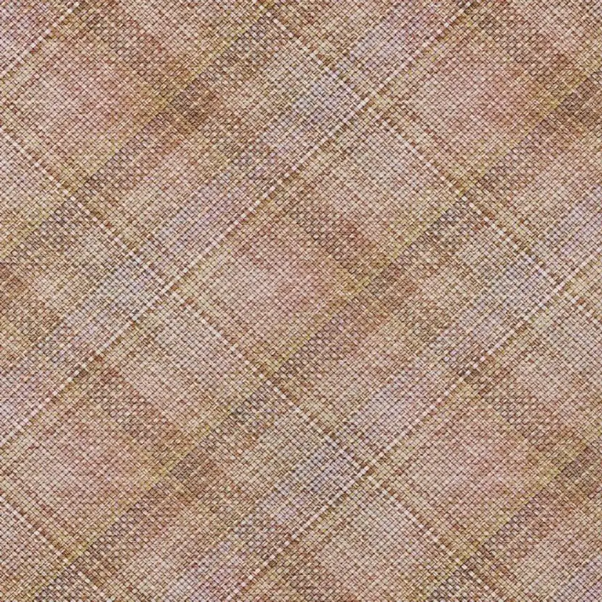 Copper And Orange Plaid Washable Indoor Outdoor Area Rug Photo 6