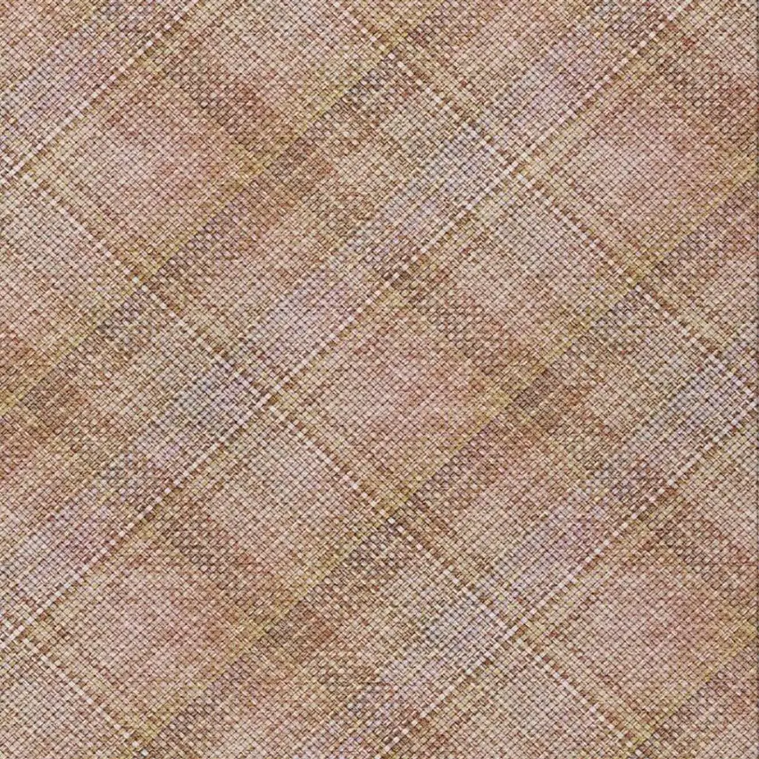 Copper And Orange Plaid Washable Indoor Outdoor Area Rug Photo 1