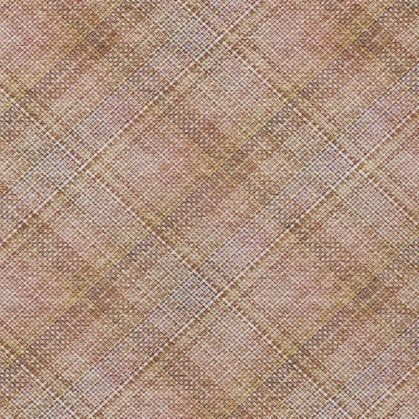 Copper And Orange Plaid Washable Indoor Outdoor Area Rug Photo 4