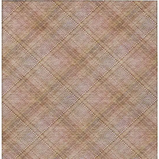 Copper And Orange Plaid Washable Indoor Outdoor Area Rug Photo 9
