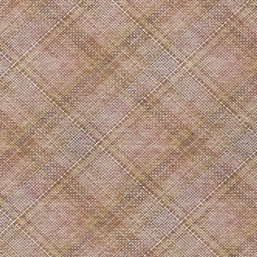 Copper And Orange Plaid Washable Indoor Outdoor Area Rug Photo 4