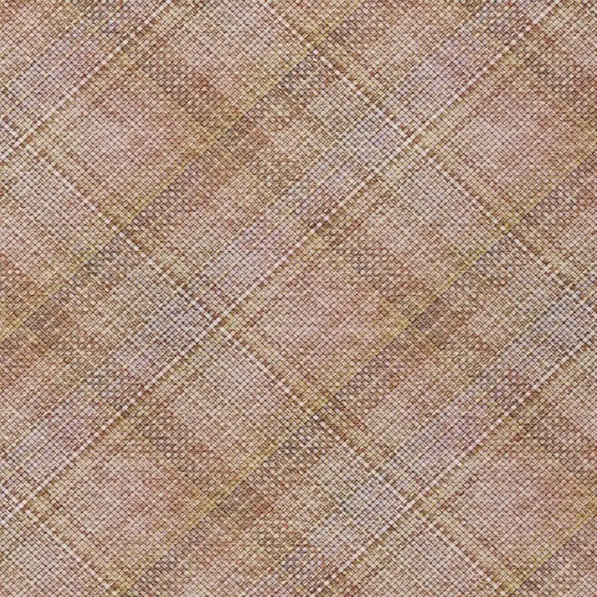 Copper And Orange Plaid Washable Indoor Outdoor Area Rug Photo 7