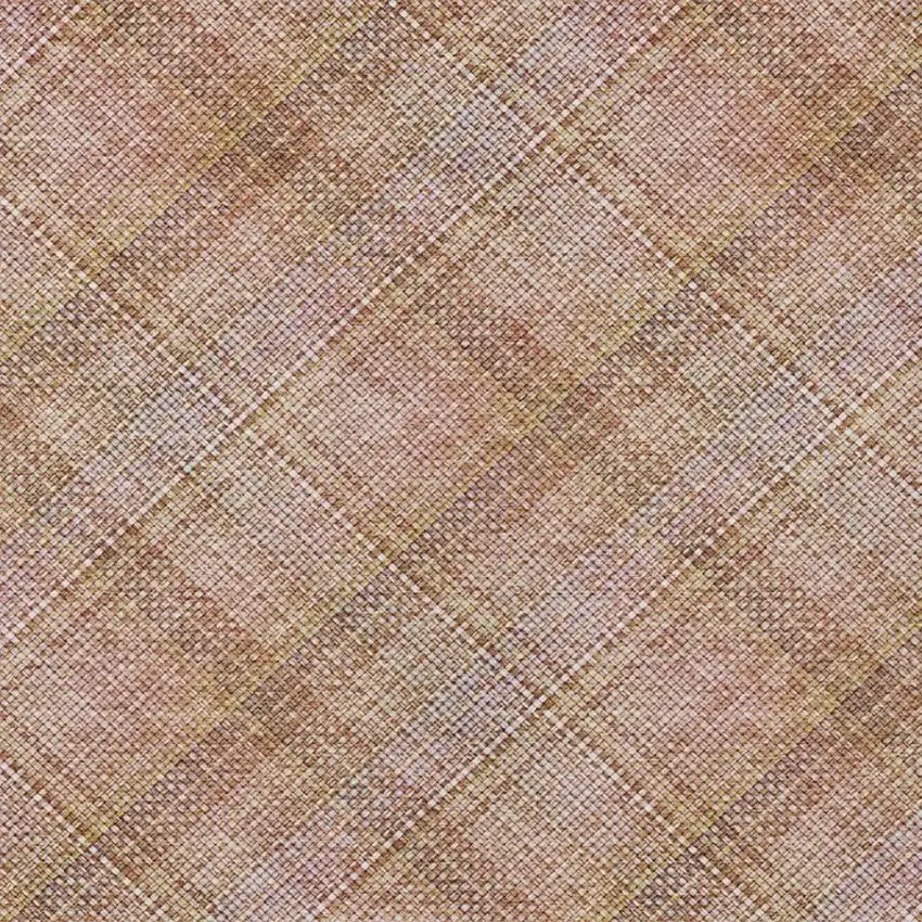 Copper And Orange Plaid Washable Indoor Outdoor Area Rug Photo 5