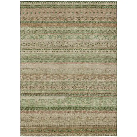 Copper And Orange Striped Washable Indoor Outdoor Area Rug Photo 2