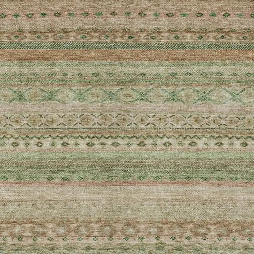 Copper And Orange Striped Washable Indoor Outdoor Area Rug Photo 3