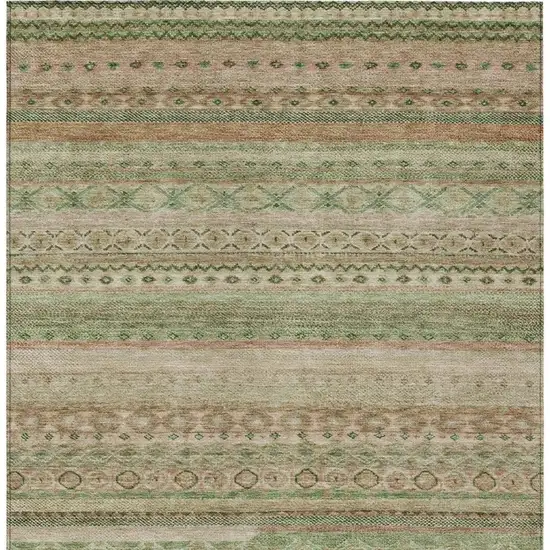 Copper And Orange Striped Washable Indoor Outdoor Area Rug Photo 4