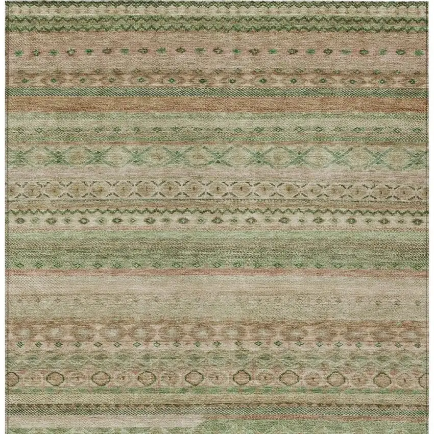 Copper And Orange Striped Washable Indoor Outdoor Area Rug Photo 4