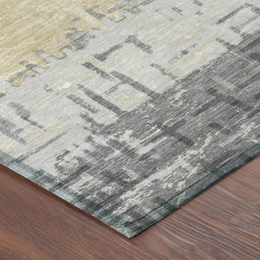 Copper And Orange Striped Washable Indoor Outdoor Area Rug Photo 5