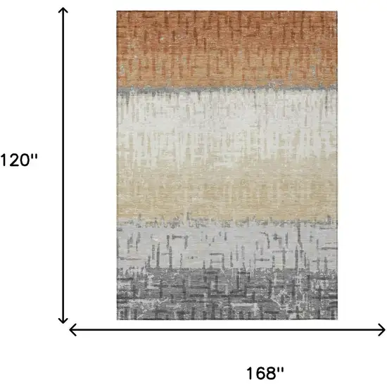 Copper And Orange Striped Washable Indoor Outdoor Area Rug Photo 7