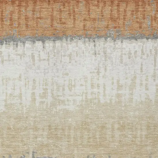 Copper And Orange Striped Washable Indoor Outdoor Area Rug Photo 3