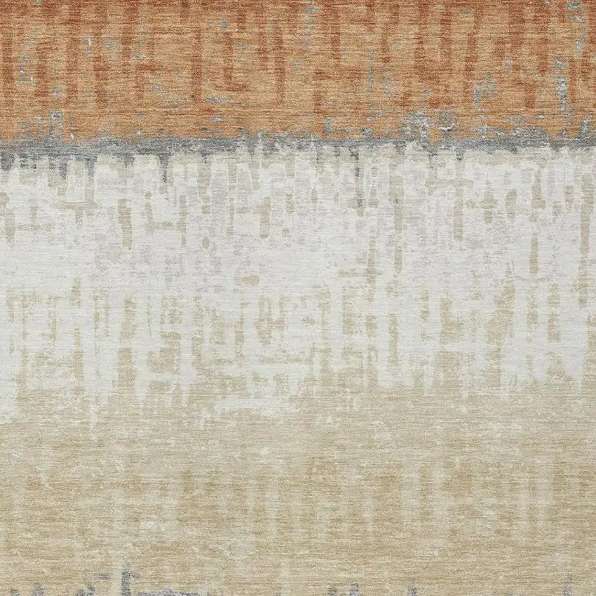 Copper And Orange Striped Washable Indoor Outdoor Area Rug Photo 3