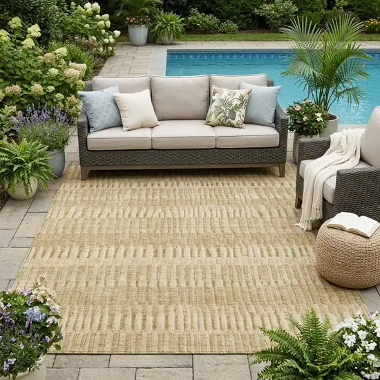 Copper And Orange Striped Washable Indoor Outdoor Area Rug Photo 1