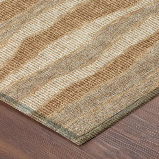 Copper And Orange Striped Washable Indoor Outdoor Area Rug Photo 3