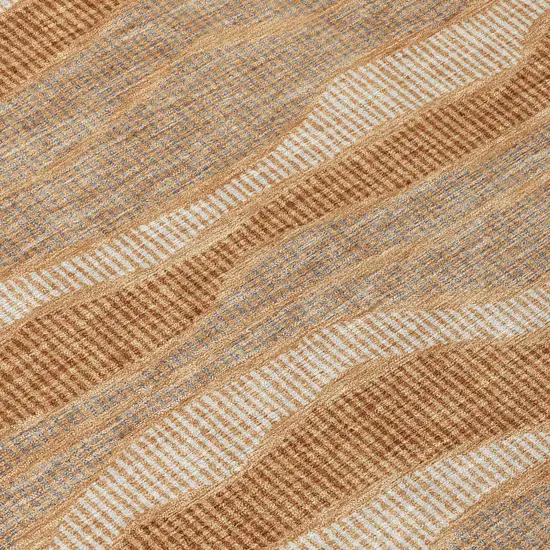 Copper And Orange Striped Washable Indoor Outdoor Area Rug Photo 4