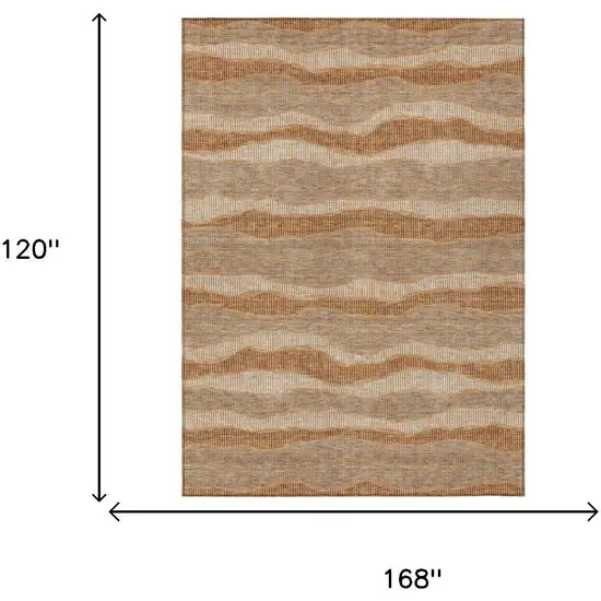 Copper And Orange Striped Washable Indoor Outdoor Area Rug Photo 5