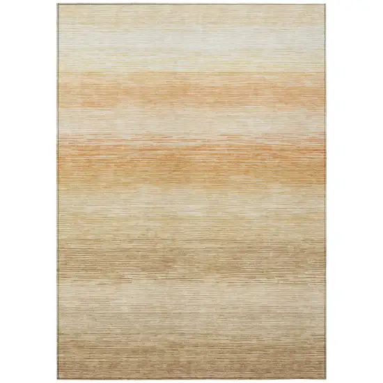 Copper And Orange Striped Washable Indoor Outdoor Area Rug Photo 1