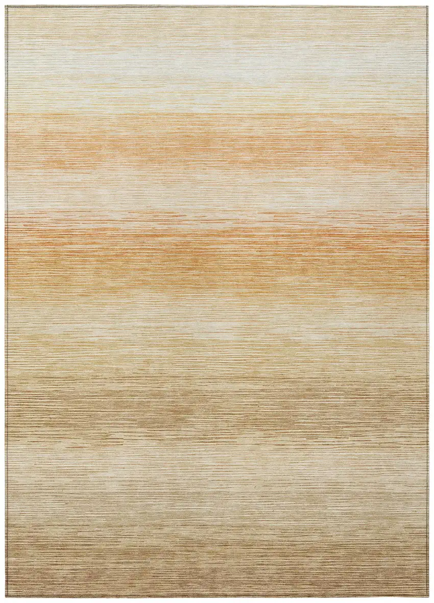 Copper And Orange Striped Washable Indoor Outdoor Area Rug Photo 1