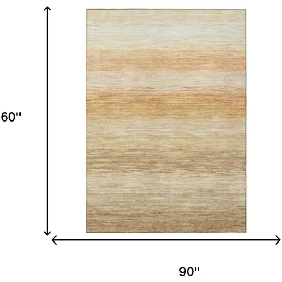 Copper And Orange Striped Washable Indoor Outdoor Area Rug Photo 6